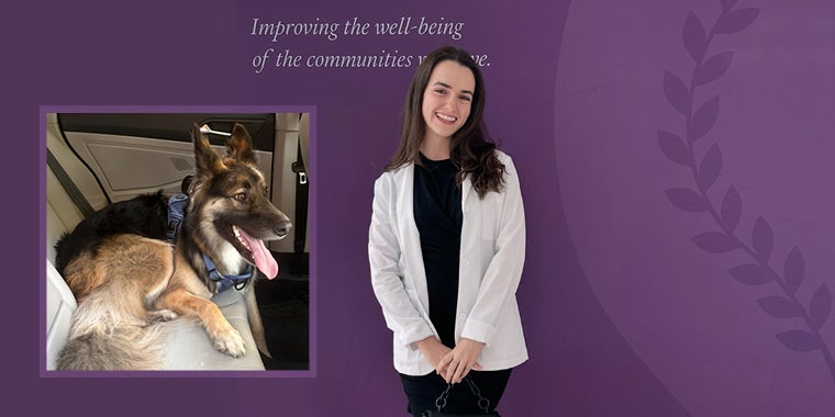 KCU-COM student and Nicole Nudelman and Bear the German Shepard
